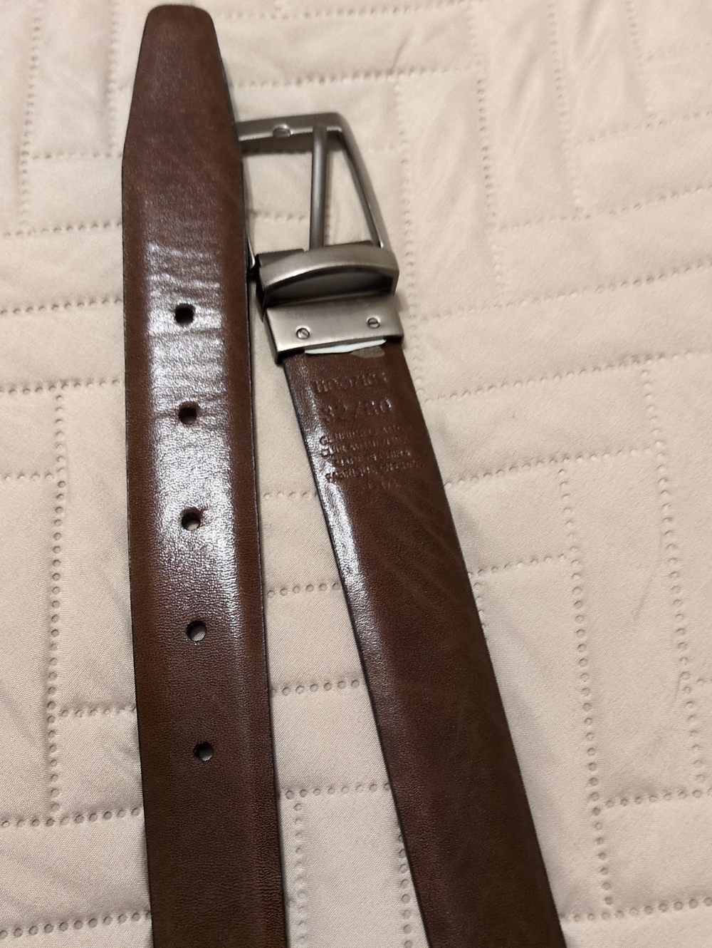 Men's Brown Leather Belt with Metal Buckle